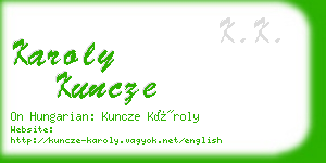 karoly kuncze business card